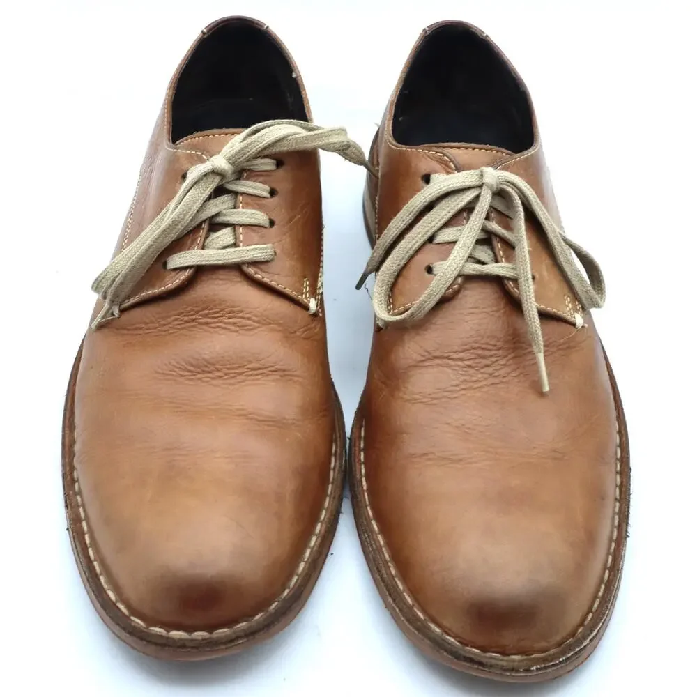 Cole Haan Mens 8.5 Feathercraft Grand Blucher Tan Leather Oxfords Lace Up Brown